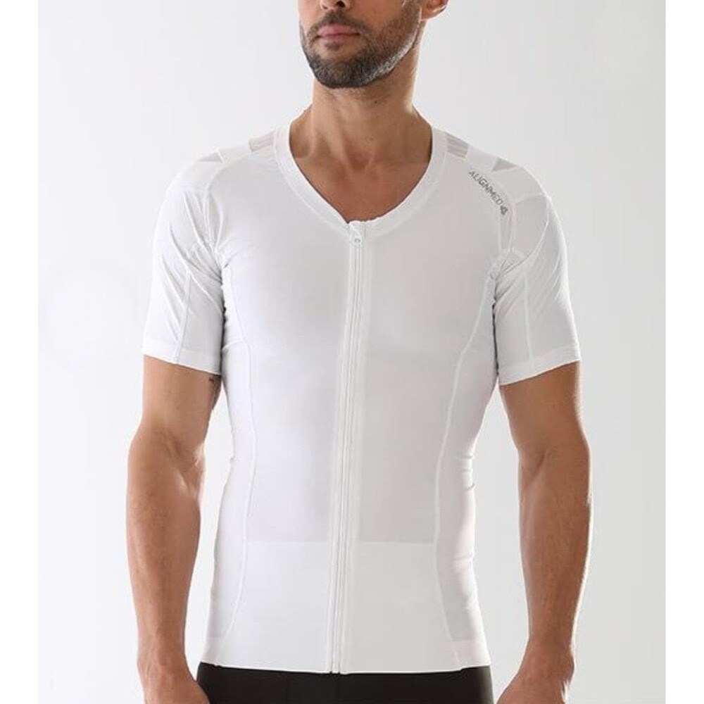 ALIGNMED Postural Full Zip Posture Shirt Men's XL White Jersey Fitness Recovery